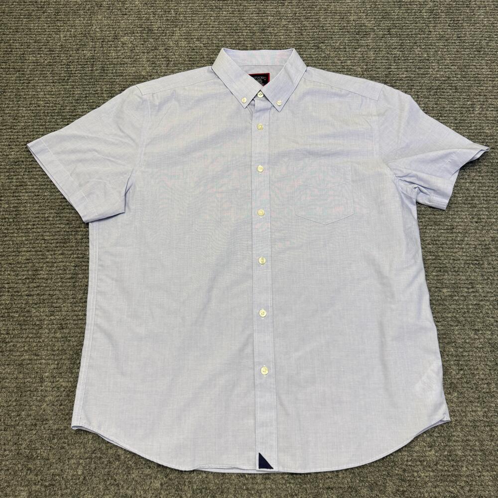 UNTUCKit Shirt Mens Large Blue Check Cotton Short Sleeve Button Up Wrinkle Free
